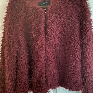 Burgundy faux fur jacket